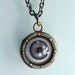 Bronze Steampunk Evil-Eye Porthole (18" shiny-black chain, blue human glass eye) Made in NYC