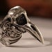 Raven skull ring in antique silver, silver bird skull ring self adjustable Sizes 4 to 11 (Made in NYC)