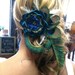 A Beautiful Peacock hair clip with large flower- 6 weeks delivery.