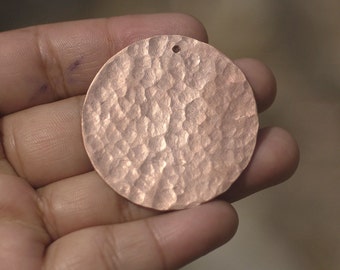 Blank 40mm Hammered Pattern 20G Metal Disc with Hole, Enameling Soldering Stamping Blanks, Jewelry Supplies - 3 Pieces
