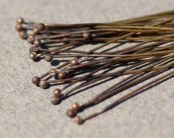 Handmade Brass Ball Headpins 26 gauge - 3 inches long - 50 pieces
