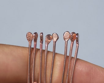 Handmade Copper Ball Double Headed Headpins 18 gauge - 2 2/3 inch long - 68mm - 10 pieces