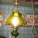 Vtg 1970s Green Swag Lamp