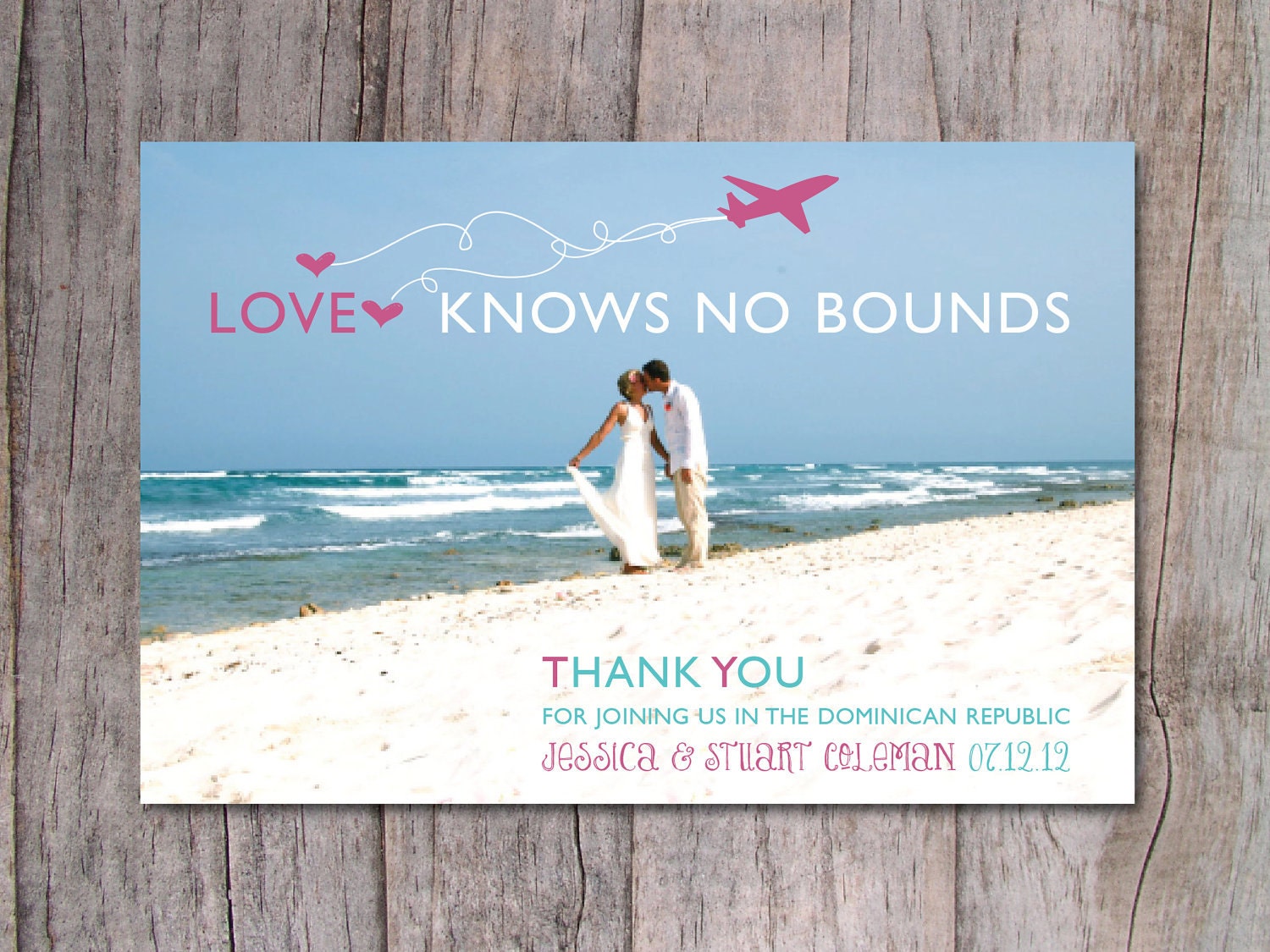 Destination Wedding Thank You Card Beach Wedding Onepaperheart