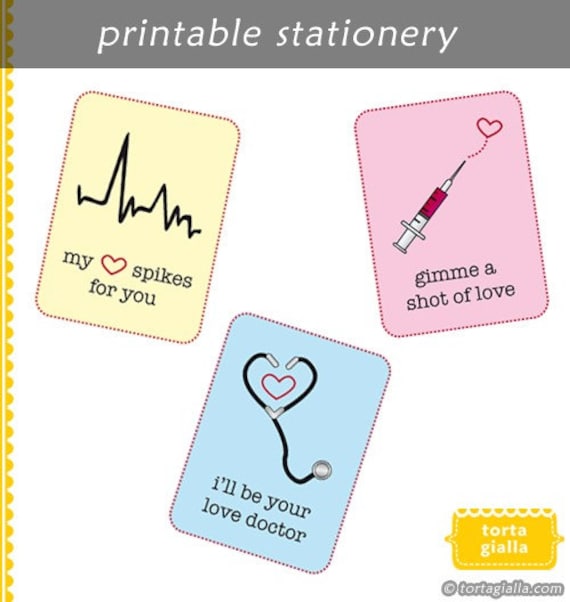 Printable Medical Valentine Card Set