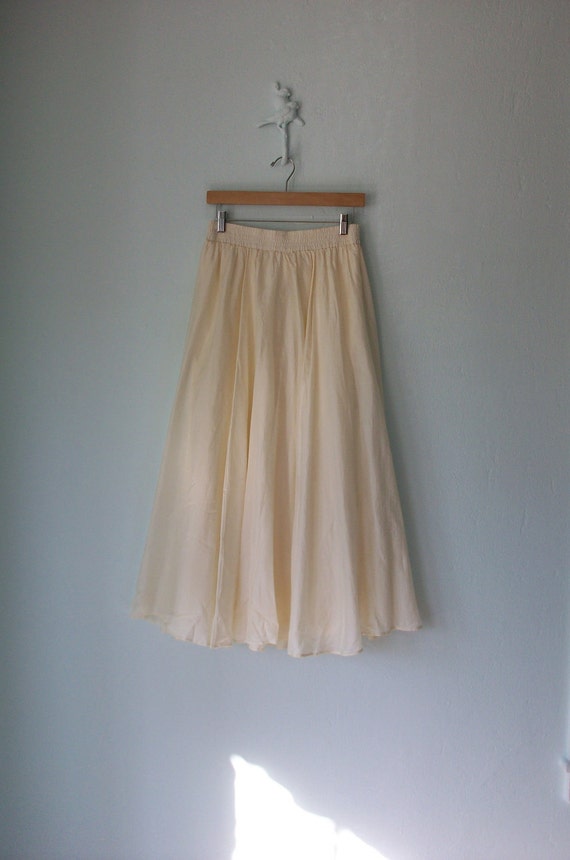 Silk Maxi Skirt ... Long Full Billow Champagne... Medium