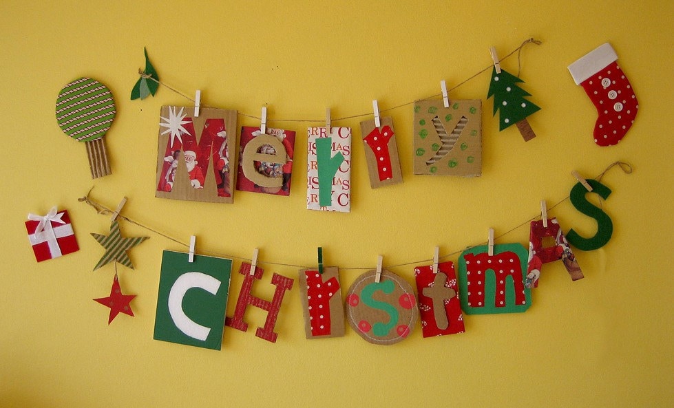 MERRY CHRISTMAS wall banner sign by MizBonRoom on Etsy