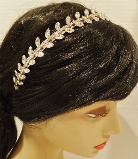 Items similar to Bridal Rhinestone Leaf Headband, ROMAN, Rhinestone