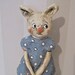 Rabbit - papier mache- folk art- handmade art doll- folk art- ooak doll- blue