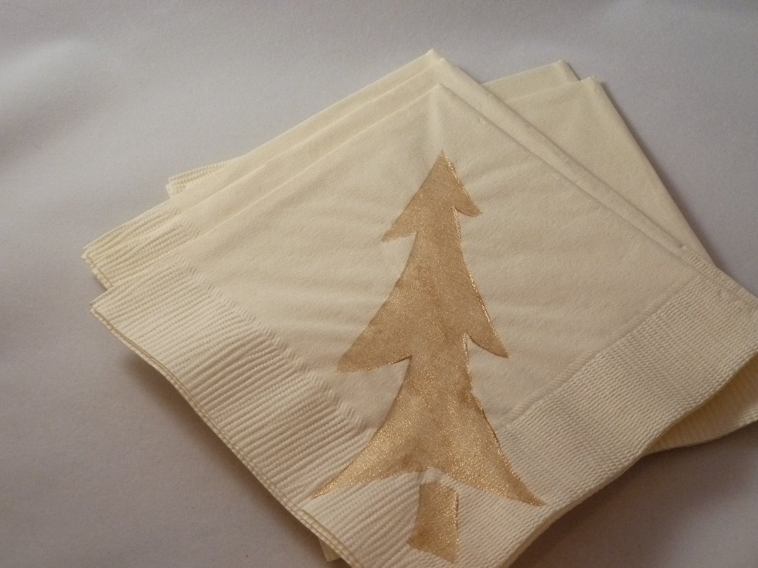 Gold Christmas Tree Paper Cocktail/ Luncheon/ Dinner Napkins