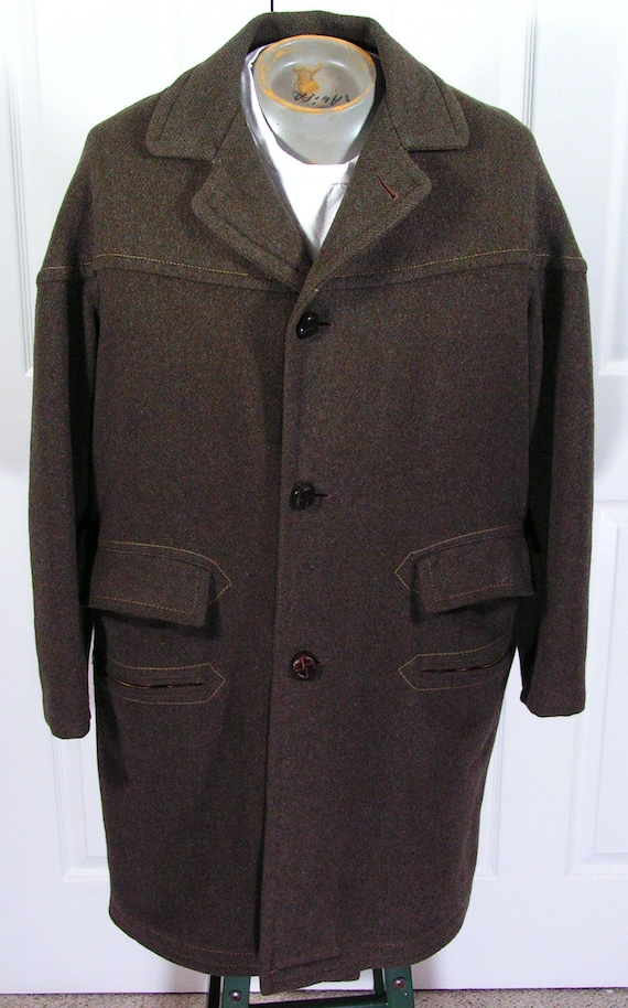 RESERVED vintage drover coat mens 42 large wool western olive