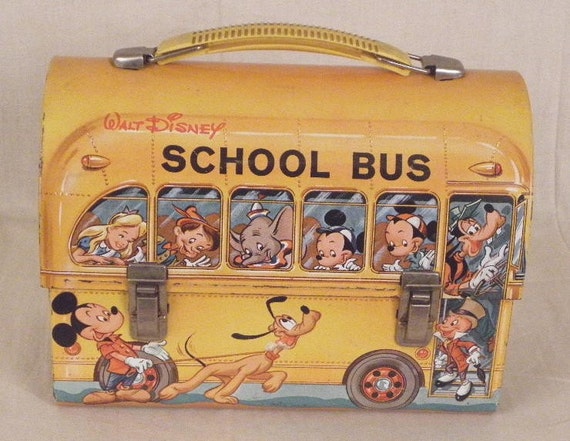 Items similar to Vintage WALT DISNEY Character School Bus Metal ...