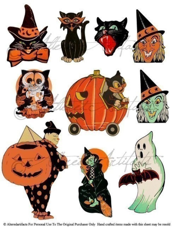 Printable Retro Halloween Clip Art Printable Vintage ...