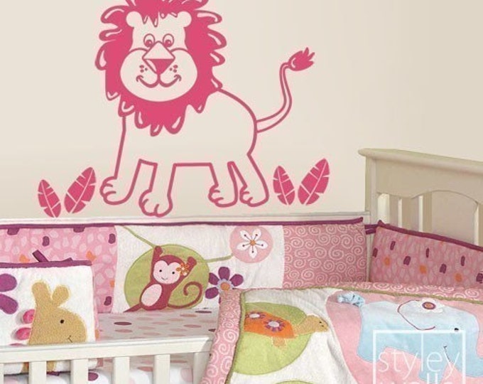 Lion Wall Decal, Jungle Animals Wall Decal, Lion Wall Sticker, Little Jungle Lion Wall Decal for Kids, Lion Nursery Baby Room Wall Decal