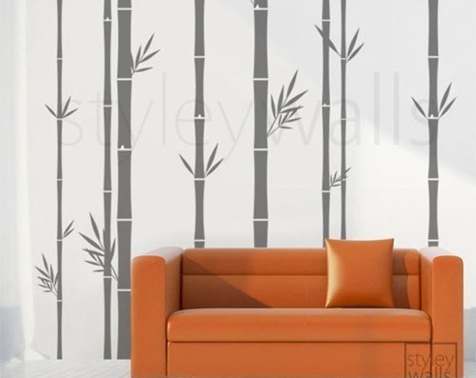 Bamboo Wall Decal, Bamboo Tree Wall Decal, 100inch Tall Set of 8 Bamboo Stalks, Home decor, Vinyl Wall Art Decor, Bamboo Living Room Decal