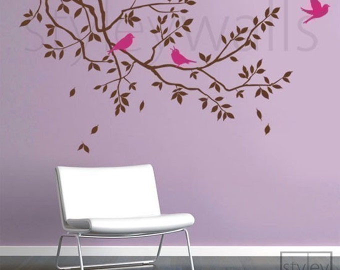 Branch Wall Decal, Branch and Birds Wall Decal GIFT BIRDS, Branch Wall Sticker Decor for Home Living Room Bed Room, Tree Wall Decal