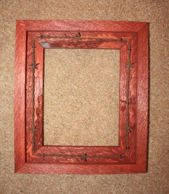 Picture Frame 8 X 10 Rustic Wood Barbed Wire by RockyMtnVintage