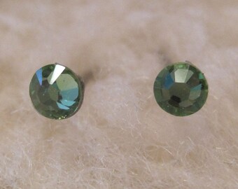 Niobium Post Earrings - "Peridot Crystals 3.9mm" (Hypoallergenic Earrings for Sensitive Ears // Nickel Free Stud Earrings)