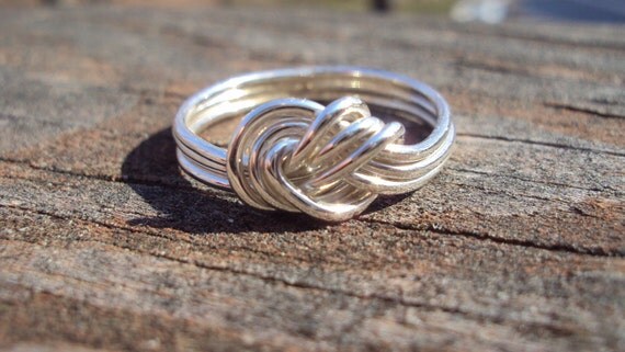 Etsy jewelry, triple love knot, argentium sterling silver, solid ...