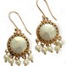 14k Rose gold ethnic chandelier earrings with dangle pearls and coin pearl - La vie en rose.