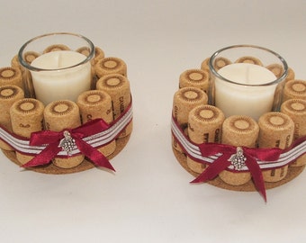 Wine Cork Candle Holders- Set of Two