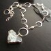 Geode druzy heart gemstone choker with hammered silver links-Druzy Love -Cream, Gray, White on Silver