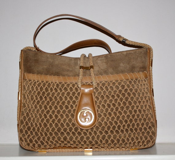 Vintage GUCCI Tote Light Brown Suede Leather by StatedStyle