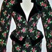 Sweet VINTAGE UNGARO PARALELLE Red Roses on Black Peplum Skirt Suit