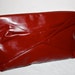 HALSTON Vintage Red Twisted Leather Handle Large Clutch - AUTHENTIC -