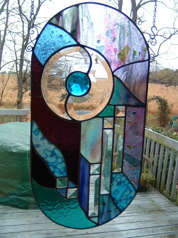 Yin Yang Stained Glass Panel with free shipping