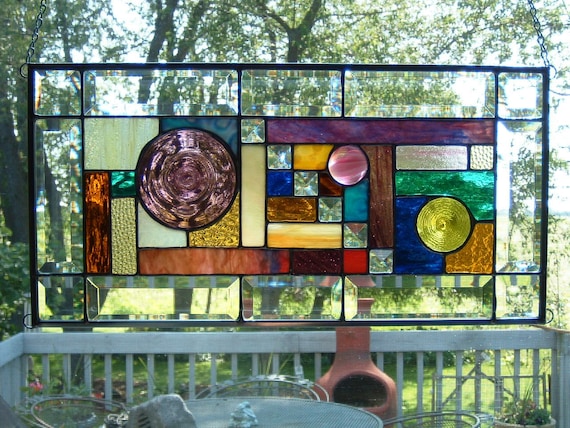 Original Rondel Stained Glass Panel