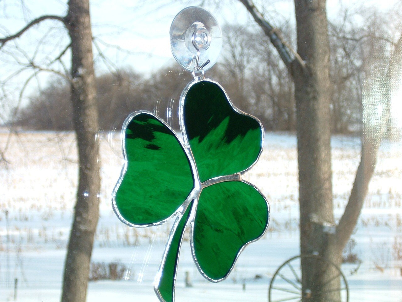Irish Shamrock Stained Glass Suncatcher