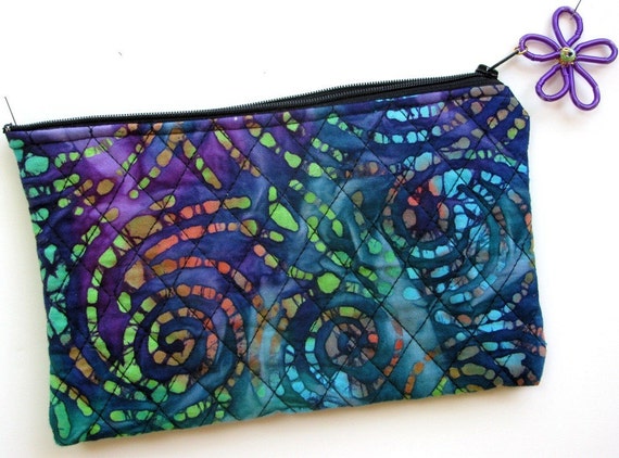 Batik Quilted Cosmetic Bag With Zipper