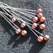 Set of 8 Round Top Decorative Floral Stick Pins in CHOCOLATE BROWN -- 4 inches long