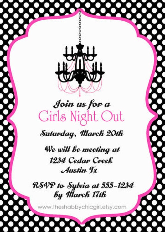 Girls Night Out Custom Invitation by theshabbychicgirl on Etsy