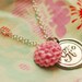 Monogrammed Initial Wax Seal Pendant with PINK FLOWER / perfect PERSONALIZED gift / a b c d e f g h i j k l m n o p r s t u v w z