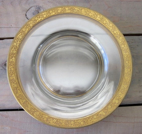 Glass Plates with Gold Leaf Trim Set of Four