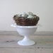 Milk Glass Footed Compote Candy Dish with Lace Edge