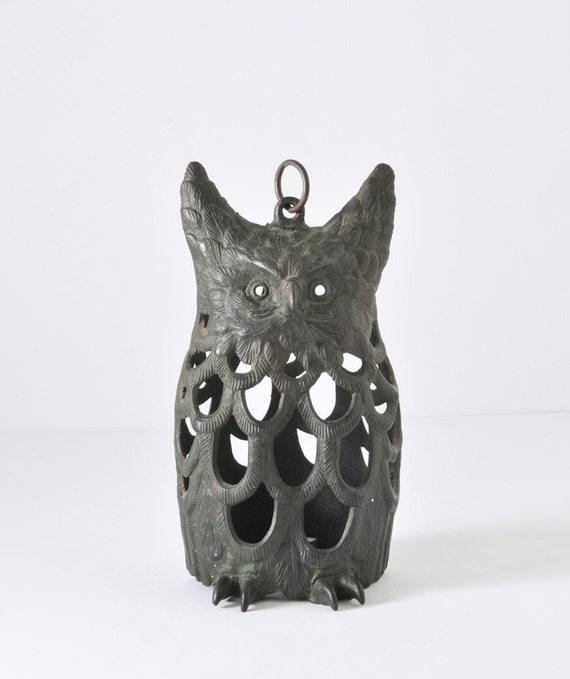 1960's Cast Iron Owl Candle Holder Votive