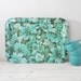Vintage Aqua Blue Floral Metal Tray with Stand - Mid Century Floral