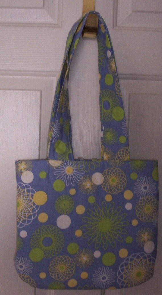 Tote Bag Blue Fabric Handbag Home Decor Fabric Purse