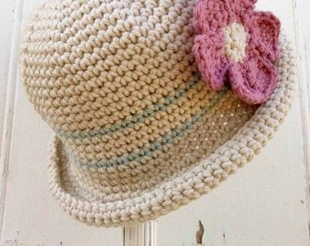 Crochet Hat Pattern - Rolled Brim Hat Crochet Pattern No.119 Baby Bowler Newborn