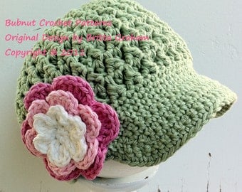Newsboy Crochet Hat Pattern in Baby, Toddler, Kids and Adult Sizes available to download instantly No.207