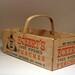 Eckert's Peach Crate one peck cardboard paper wood orange green cream white