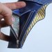 Blue leather wallet, zip coins, cards and notes pocket