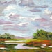 Fine Art Original Oil Painting Impressionist Palette Knife Landscape Sky Clouds Sunset by Rebecca Croft
