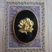 Vintage glass cameo with gold rose, 40x30mm