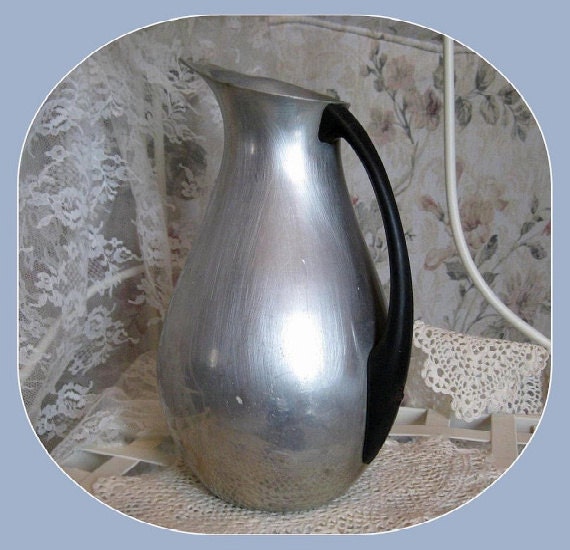 Vintage Water Pitcher Vase Collectible 1950s Metal