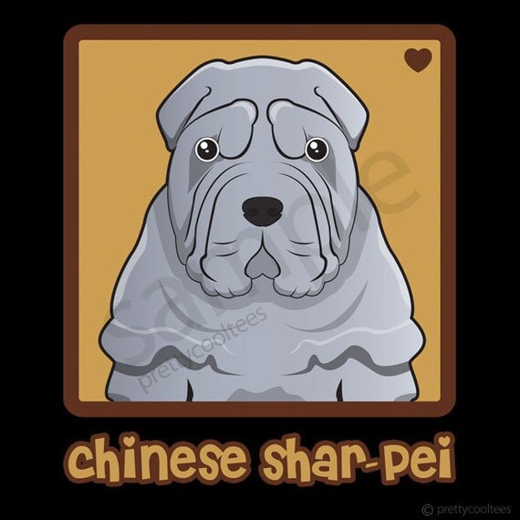 Items similar to Chinese Shar-Pei Cartoon Heart Womens T-Shirt, S to ...