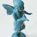 Girl with Angel Wings and Bird, Cast Iron, Decoration, Paperweight, Turquoise, Shabby Chic